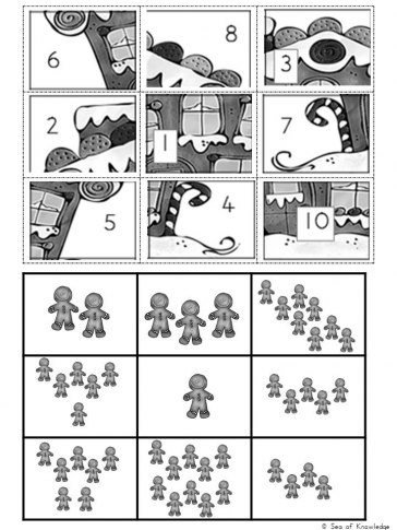 Christmas preschool activities math picture puzzles 