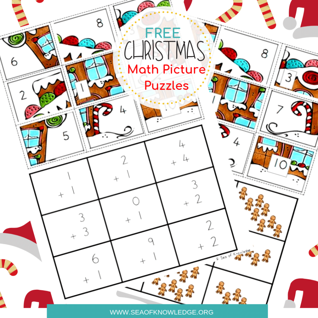 Math games for Christmas. Picture puzzles. 