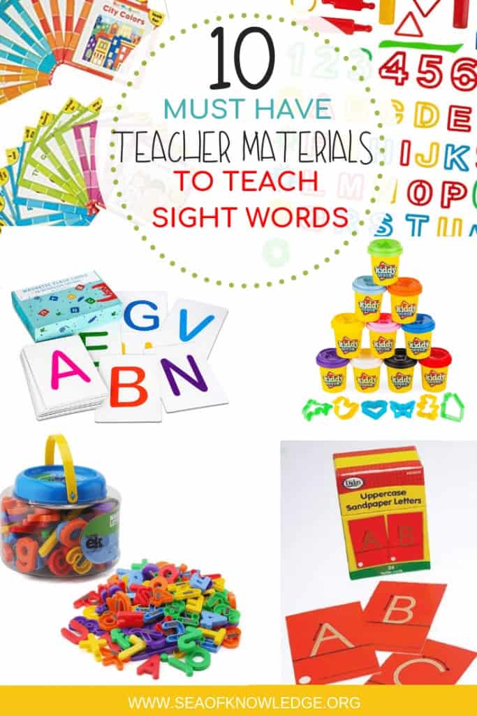 These 10 Must Have Supplies for Teaching Sight Words will make your daily activities and plans a breeze! Kids will love the hands-on activities and the materials are so versatile you can use them to teach multiple skills. #teacher #preschool #kindergarten #teachersupplies #sightwords