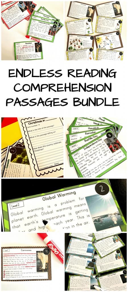 This nonfiction reading comprehension Leveled Reading Passages bundle will be all you need throughout the year. Teach and bring mundane nonfiction topics to life with these fun printable multi-use task cards! There are some great strategies you can incorporate to help you enhance your students' reading comprehension skills. Students should be able to 'question' things during the phases of pre-reading, while reading and after reading. These 'questioning techniques' help them further understand the text and hence improve their reading comprehension skills. Click through to watch the video and learn some great tips to help you in your daily teaching! #teacher #firstgrade #ESL #kindergarten
