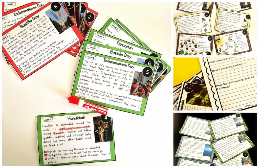 This nonfiction reading comprehension Leveled Reading Passages bundle will be all you need throughout the year. Teach and bring mundane nonfiction topics to life with these fun printable multi-use task cards! There are some great strategies you can incorporate to help you enhance your students' reading comprehension skills. Students should be able to 'question' things during the phases of pre-reading, while reading and after reading. These 'questioning techniques' help them further understand the text and hence improve their reading comprehension skills. Click through to watch the video and learn some great tips to help you in your daily teaching! #teacher #firstgrade #ESL #kindergarten