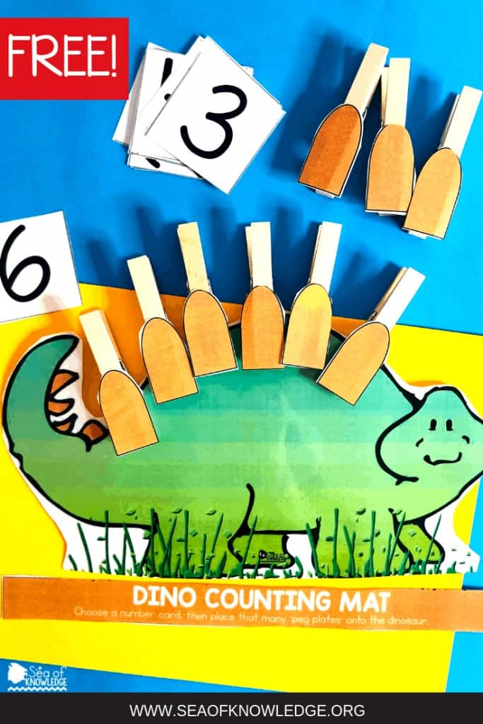 Peg Dinosaur Counting and Addition Mat
