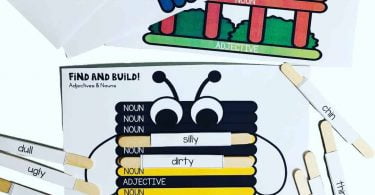 Noun and Adjective Popstick Sort