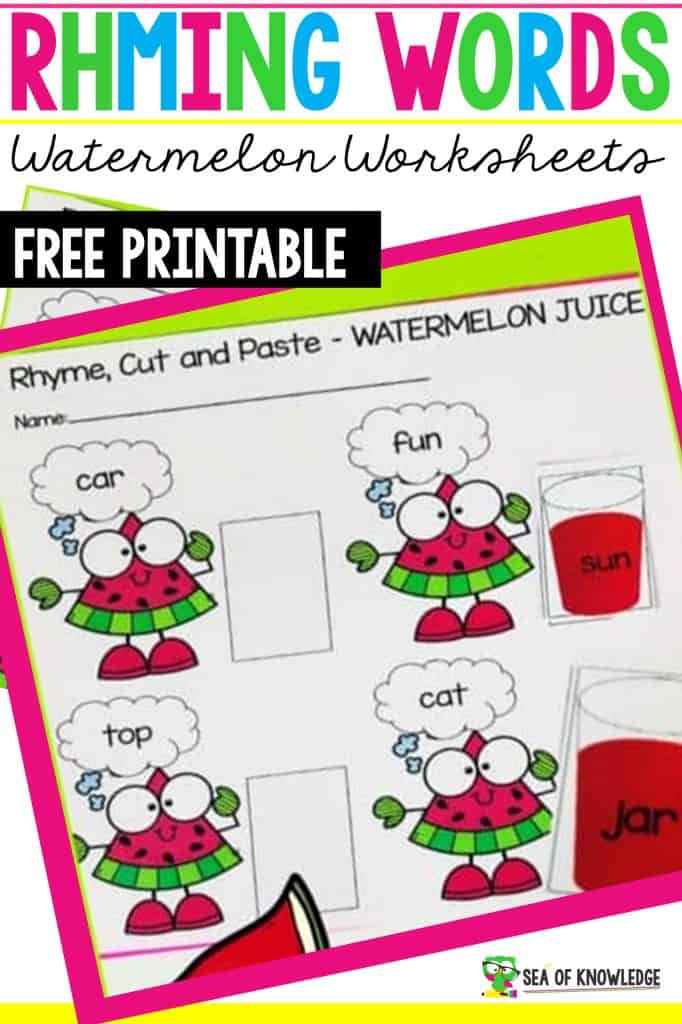 This Rhyming Words Worksheets Watermelon Activity activity will sure be a hit with your little learners! Looking for a fun way to get kids working on their rhyming skills? These fun watermelon themed worksheets will be a hit!