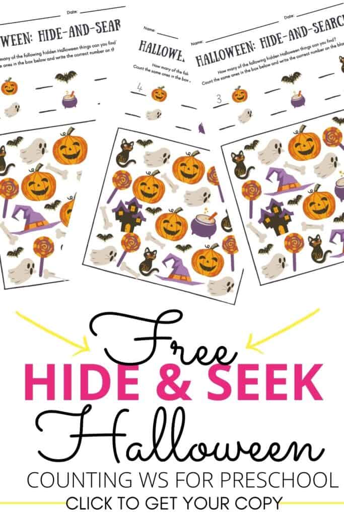 Counting games are some of my favorite math centers to have on hand because they are quick to set up, fun for kids, and a great way to practice number sense too! I especially love when I can incorporate roll and color activities that are themed for the season. These free Preschool Counting Worksheets Halloween are perfect for Pre-K, and Kindergarten!