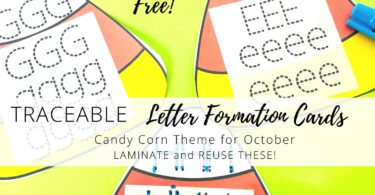 Traceable Letters Cards Candy Corn