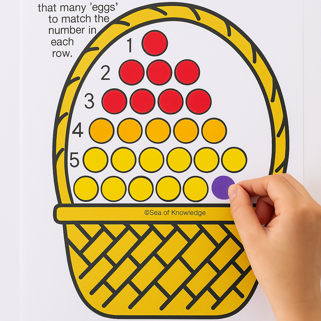 This adorable Easter basket printable lets kids practice counting and number recognition while boosting those fine motor muscles.