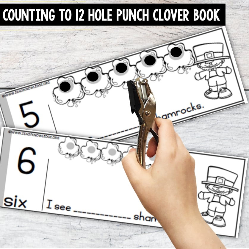 There are a number of counting activities for kids that can be used to help children learn and practice counting. I love using this Hole Punch Activities Book to master number sense along with practising fine motor skills. 
