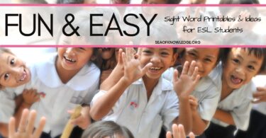 Teachers will LOVE these fun and easy to prep activities to teach sight words for ESL students. ESL kids will build reading fluency by learning to recognise common sight words. 