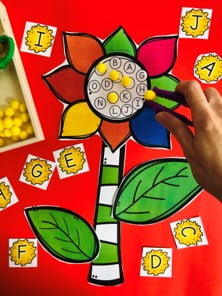 Alphabet match and pollinate spring fine motor activities
