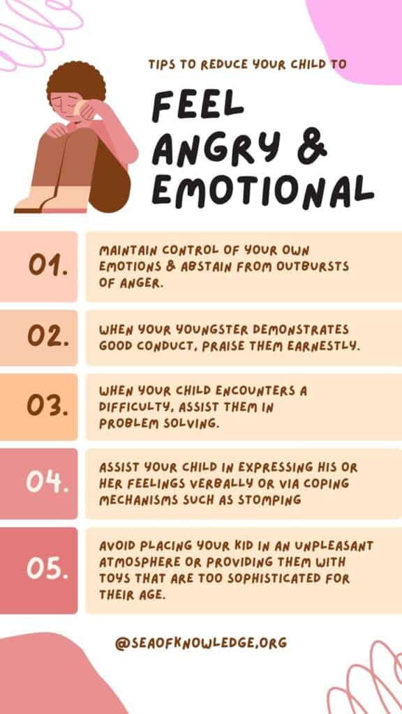 Printable poster on how to reduce your child to feel angry and emotional