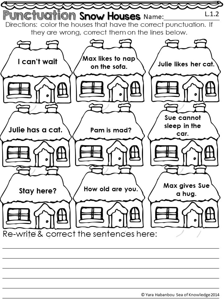 first grade printables punctuation
