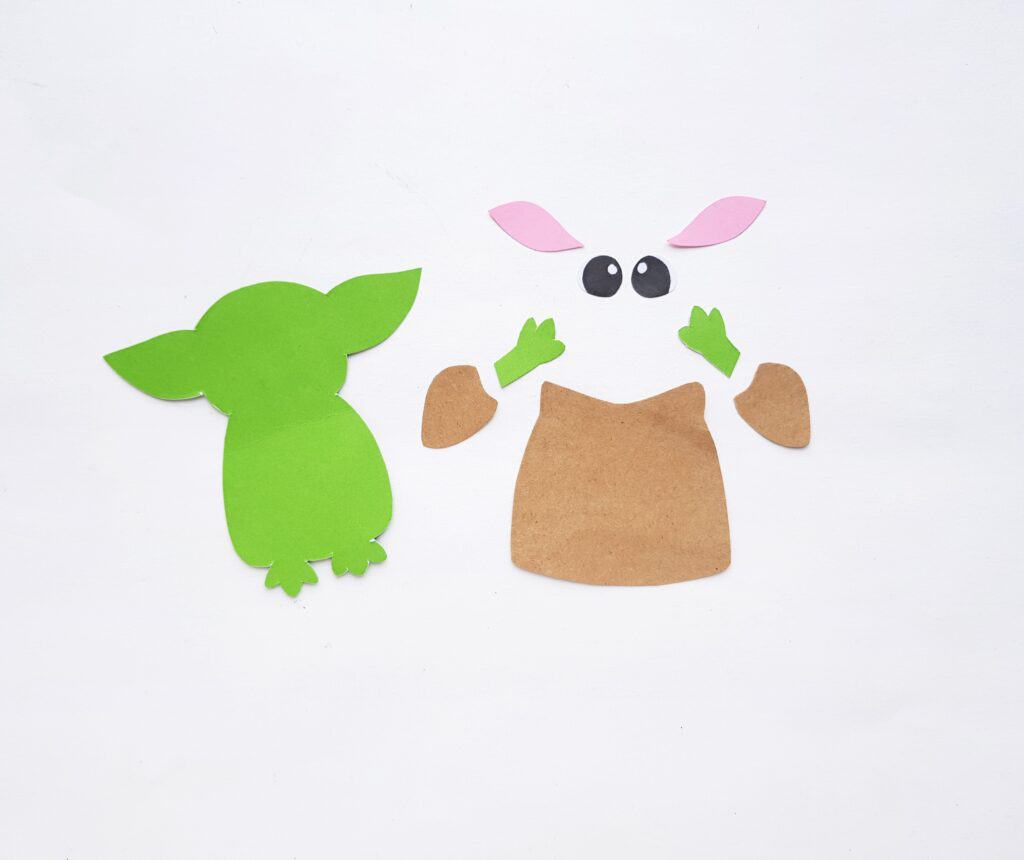 Baby Yoda craft template instructions step by step. Step 1.
