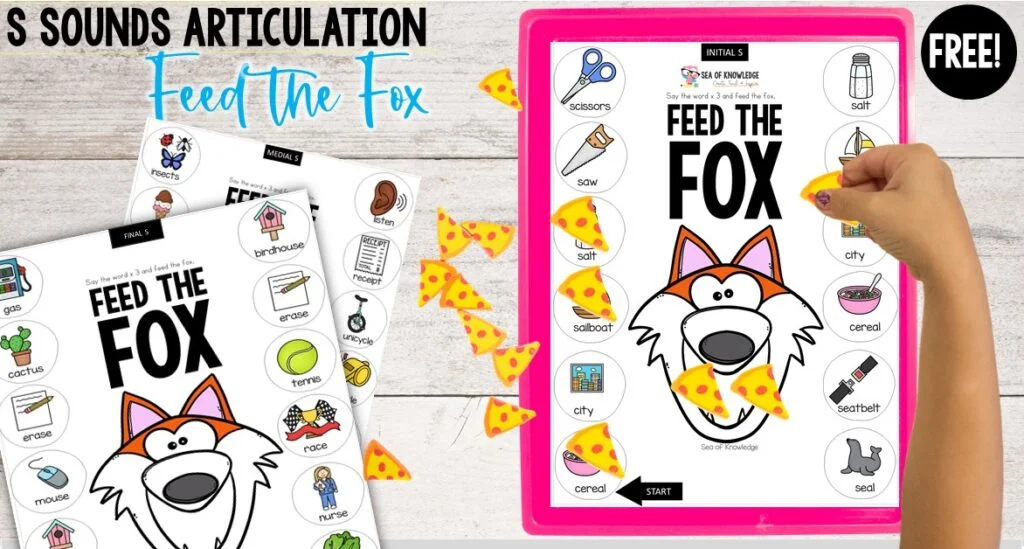 These S Sounds Speech Therapy fox themed printable mats can be used in a classroom setting or at home. Have fun practising the s sounds in all positions with these feed the fox game boards. 