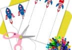 Preschoolers will love these fun cutting practice worksheets pdf activities based on rockets. Looking for 4th July activities? These are perfect supplemental printable activities!