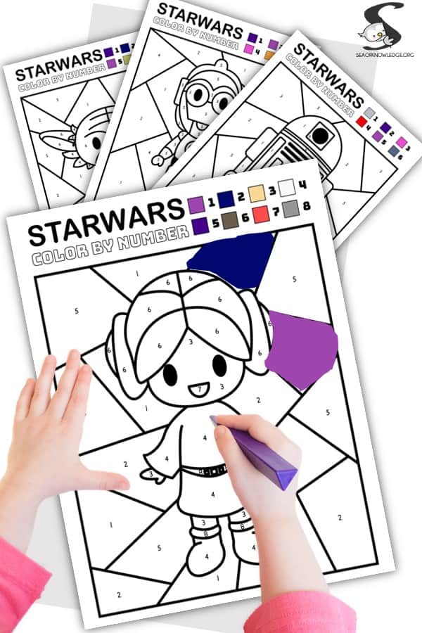 Kids love Star Wars and the characters from the movies. These free printable Star Wars color by number sheets will be a hit with your students and children! 