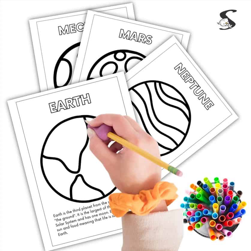 Looking for some fun planet coloring pages that aren't too complicated? This bundle of planet activity pages also includes fun facts about outer space along with the names of the planets. 