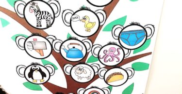 Beginning sounds activities, phonics lessons and games koala tree match with post it notes, a movement game kids will love to repeat over and over again! Get the SATPIN tree free.
