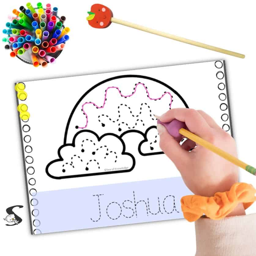 These rainbow-themed editable tracing pages are a hit during back-to-school season. Not only do kids practice their names, but they’re also working on prewriting activities for preschoolers with fun, colorful lines. Add your students’ names and print—easy peasy!