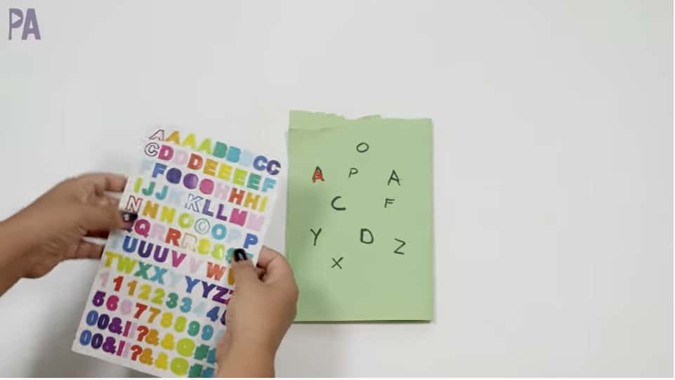 Letter ABC matching practice for toddlers with stickers and paper
