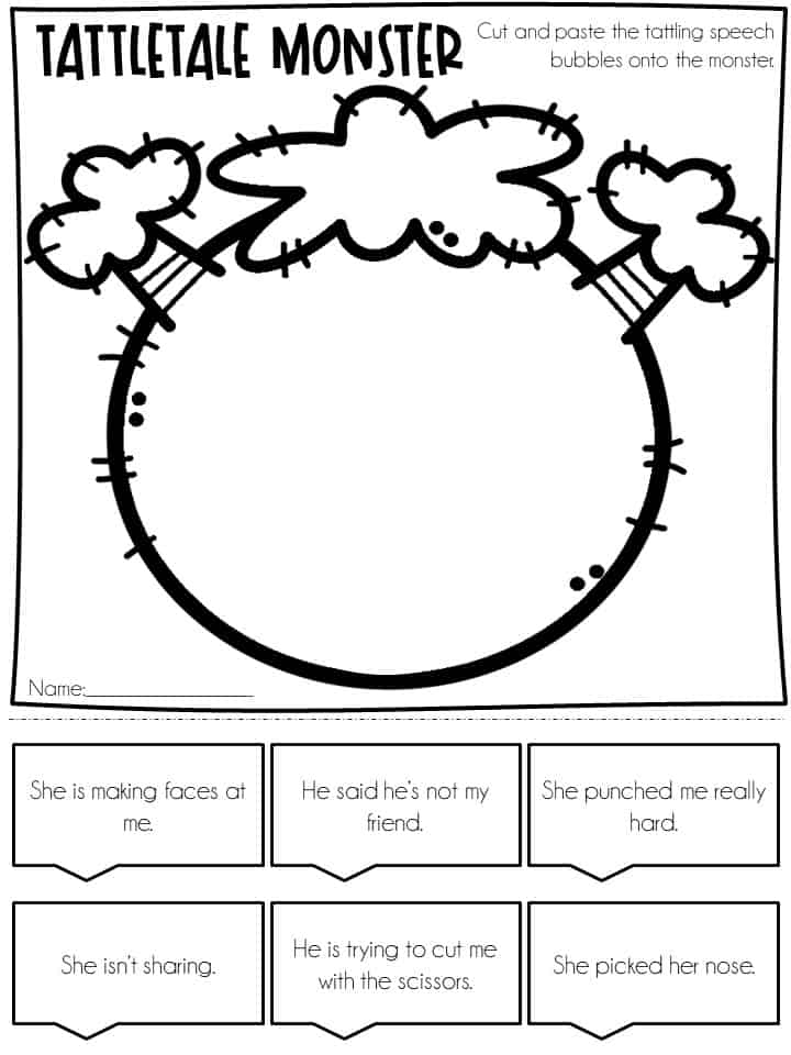 5 Engaging Tattling VS Telling Printable PDF Worksheets For Kids