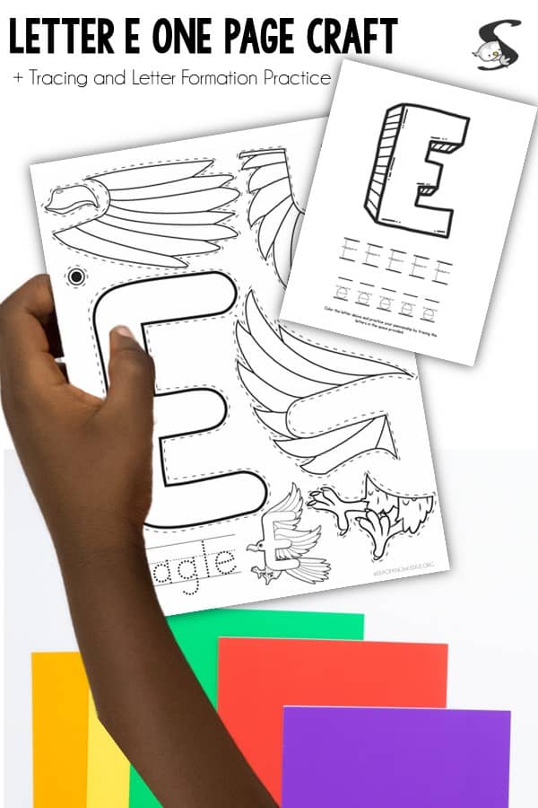 This super fun letter E craft free printable is a one page worksheet in which kids will color their eagle pieces and then build it. 