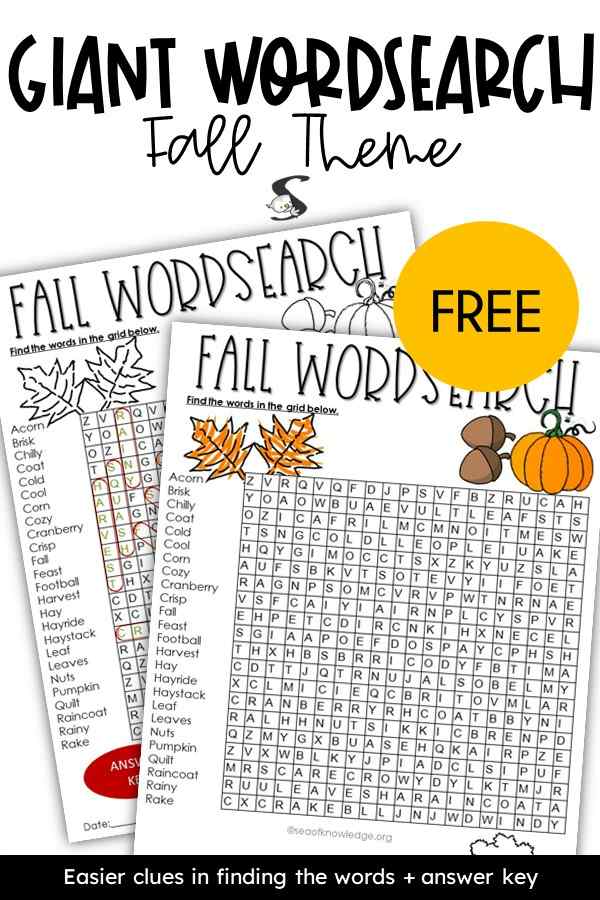Students love word searches because they are simply a way to get their minds into game mode. This fall words word search printable game is bound to become a favorite for you and your students. 