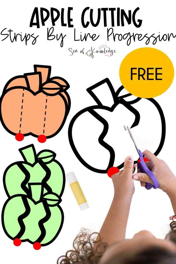 Kids will love these fall themed free Worksheets for Cutting Practice. I needed to make strips that ranged between easy (thicker lines to cut) to a bit more challenging lines and thickness.