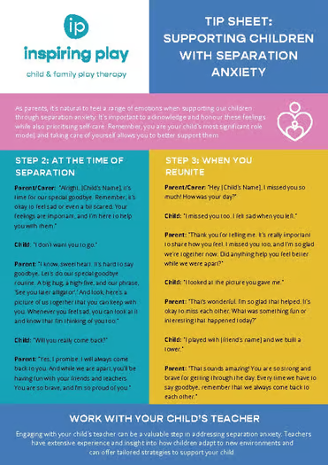 If you’re looking for a quick, family-friendly resource, the Separation Anxiety Tip Sheet for Parents and Carers is a perfect fit. This printable is full of simple strategies to help families prepare children for preschool or kindergarten drop-offs. 