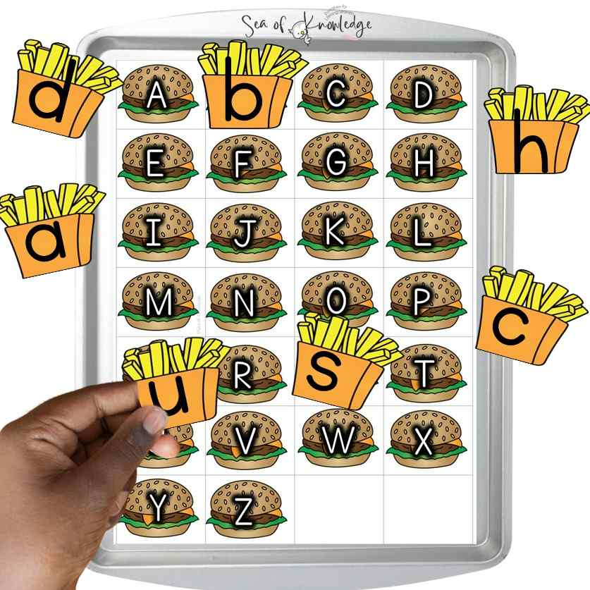 How about using this fun, hands-on Alphabet Upper and Lowercase Printable in an interactive way to help engage and motivate the kids to learn their letters!