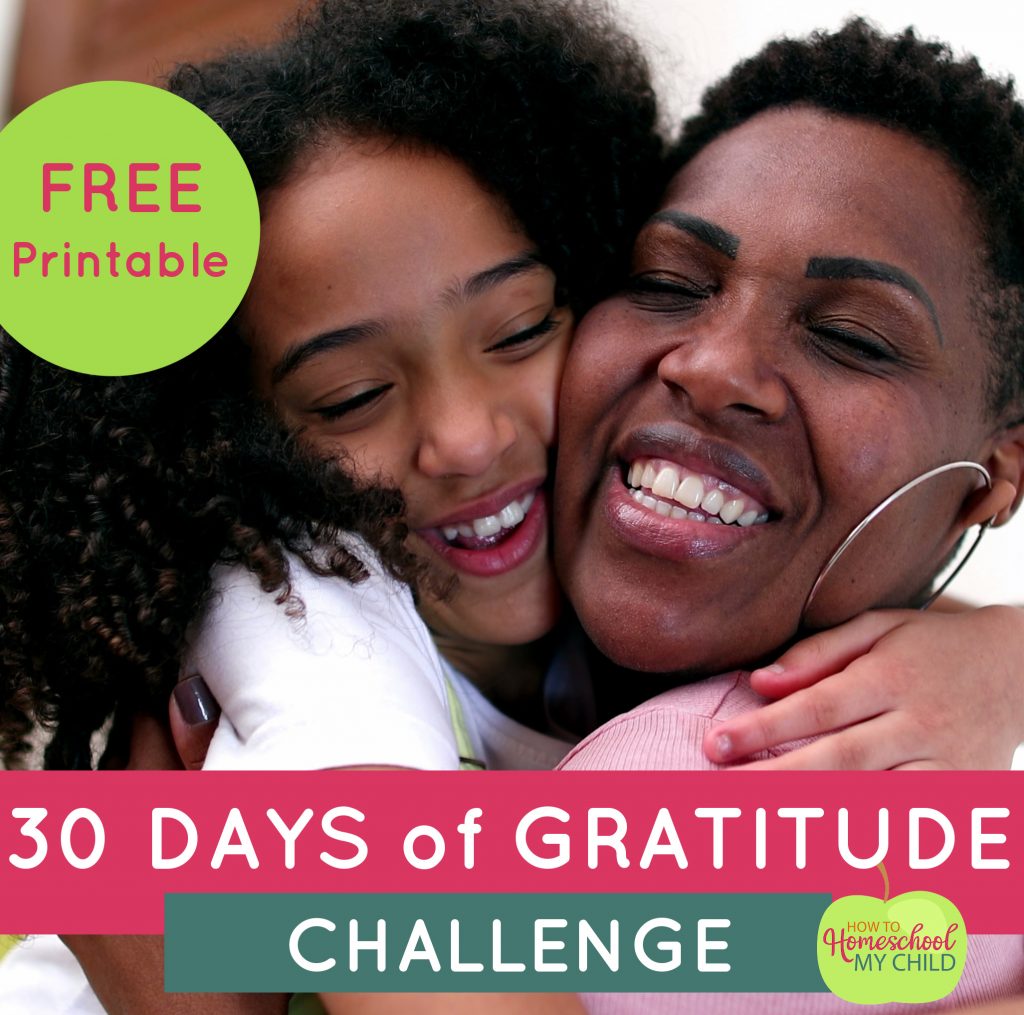 30 days for gratitude challenge for kids