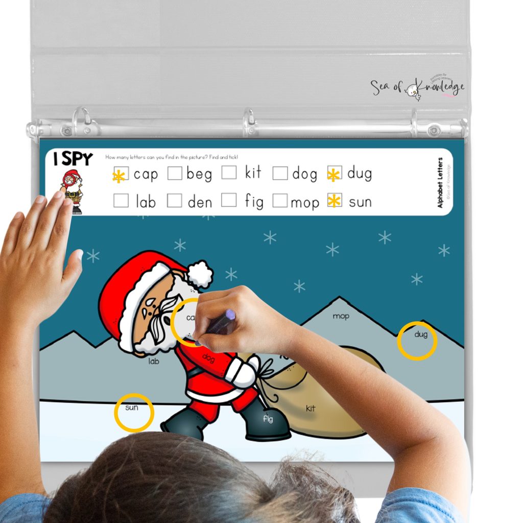 Christmas CVC printable worksheets