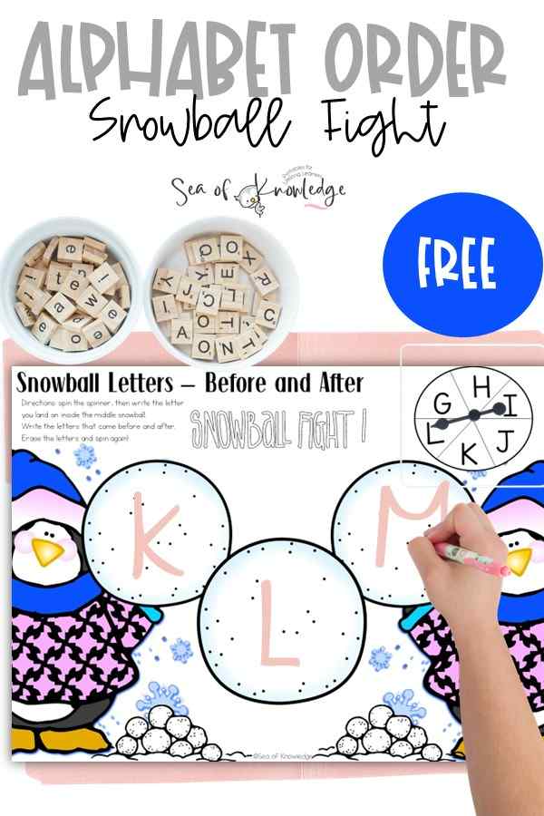 Letters Before After and Between Worksheet Snowball Fight