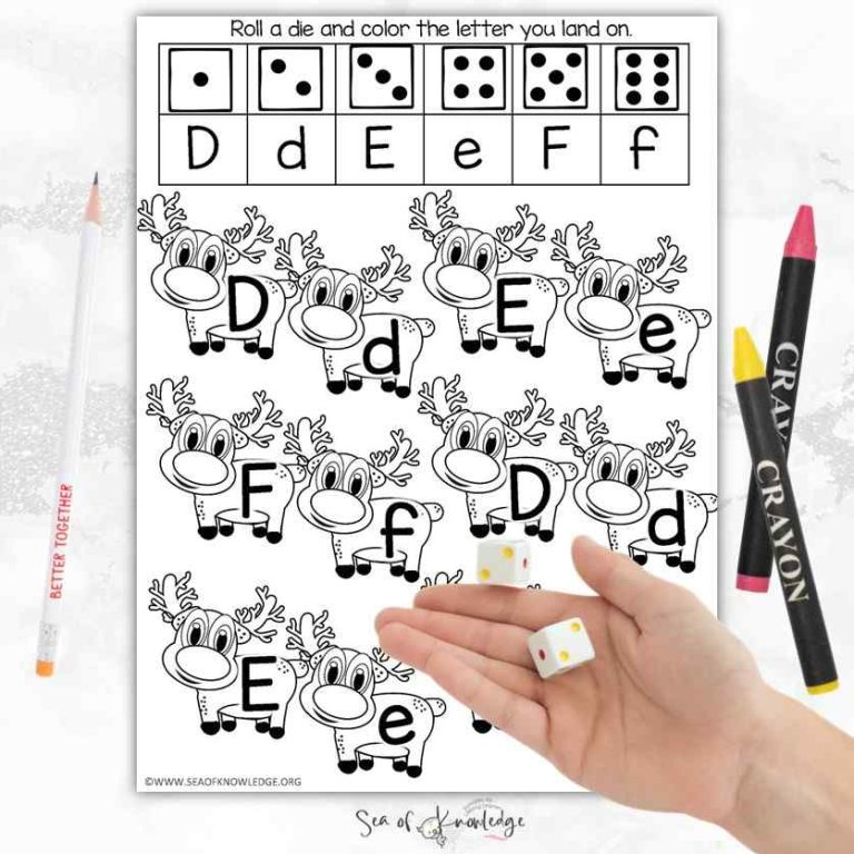 Letter Recognition Activities Reindeer Alphabet [Roll Find and Color]