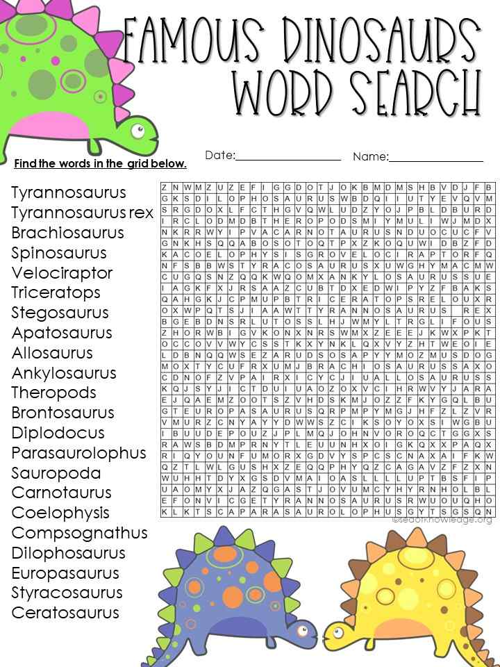 Children are fascinated with dinosaurs. This super fun dinosaur word search is perfect when you want students to learn just a little more about each dinosaur type. Use it for a fun brain break or science lesson all about Dinosaurs.