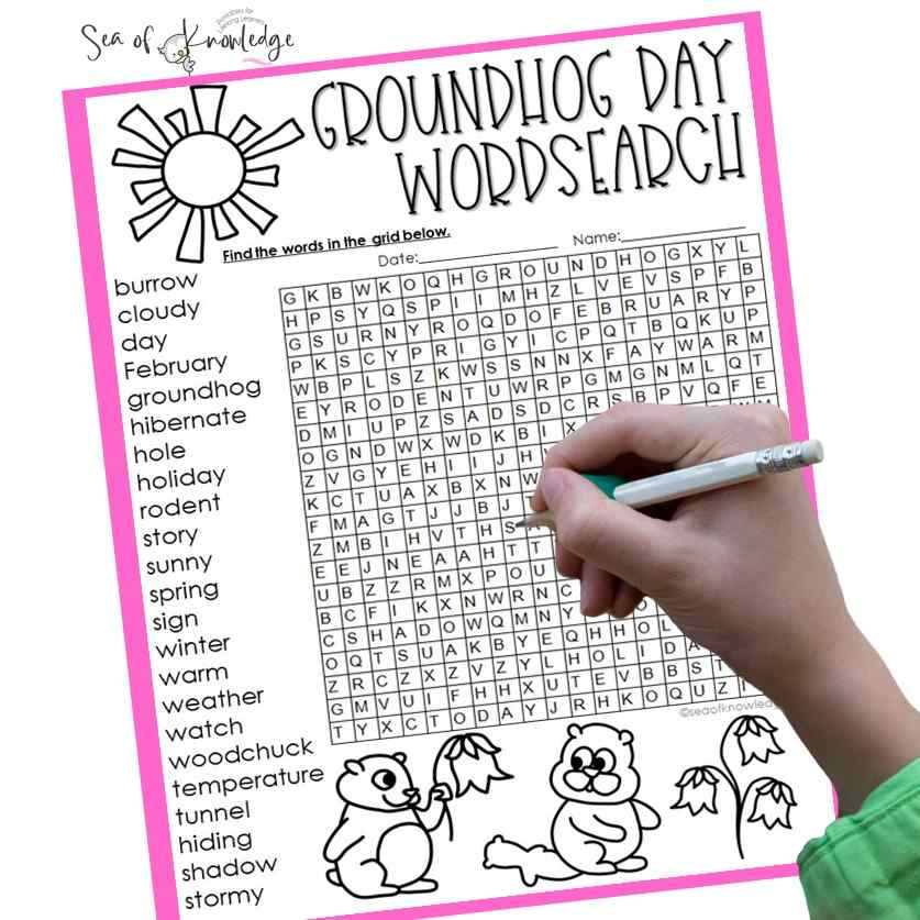 Teaching words related to Groundhog day with this Groundhog day word search is so much fun. Students will learn February words and vocabulary, writing and spelling these words too. 