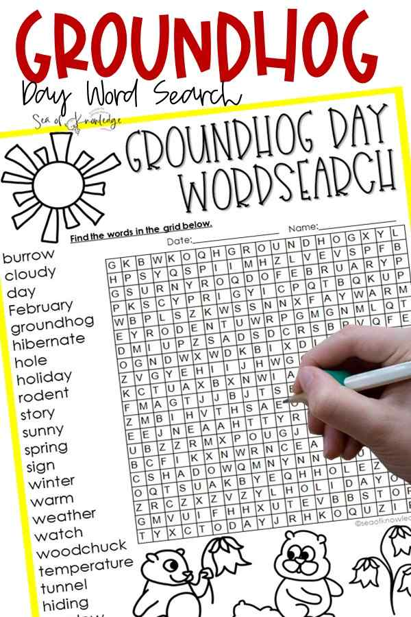 Teaching words related to Groundhog day with this Groundhog day word search is so much fun. Students will learn February words and vocabulary, writing and spelling these words too. 