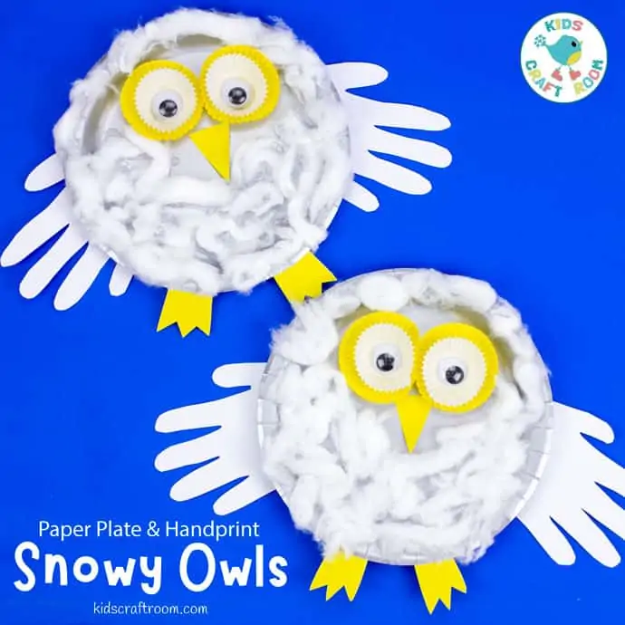 paper plate snow owl