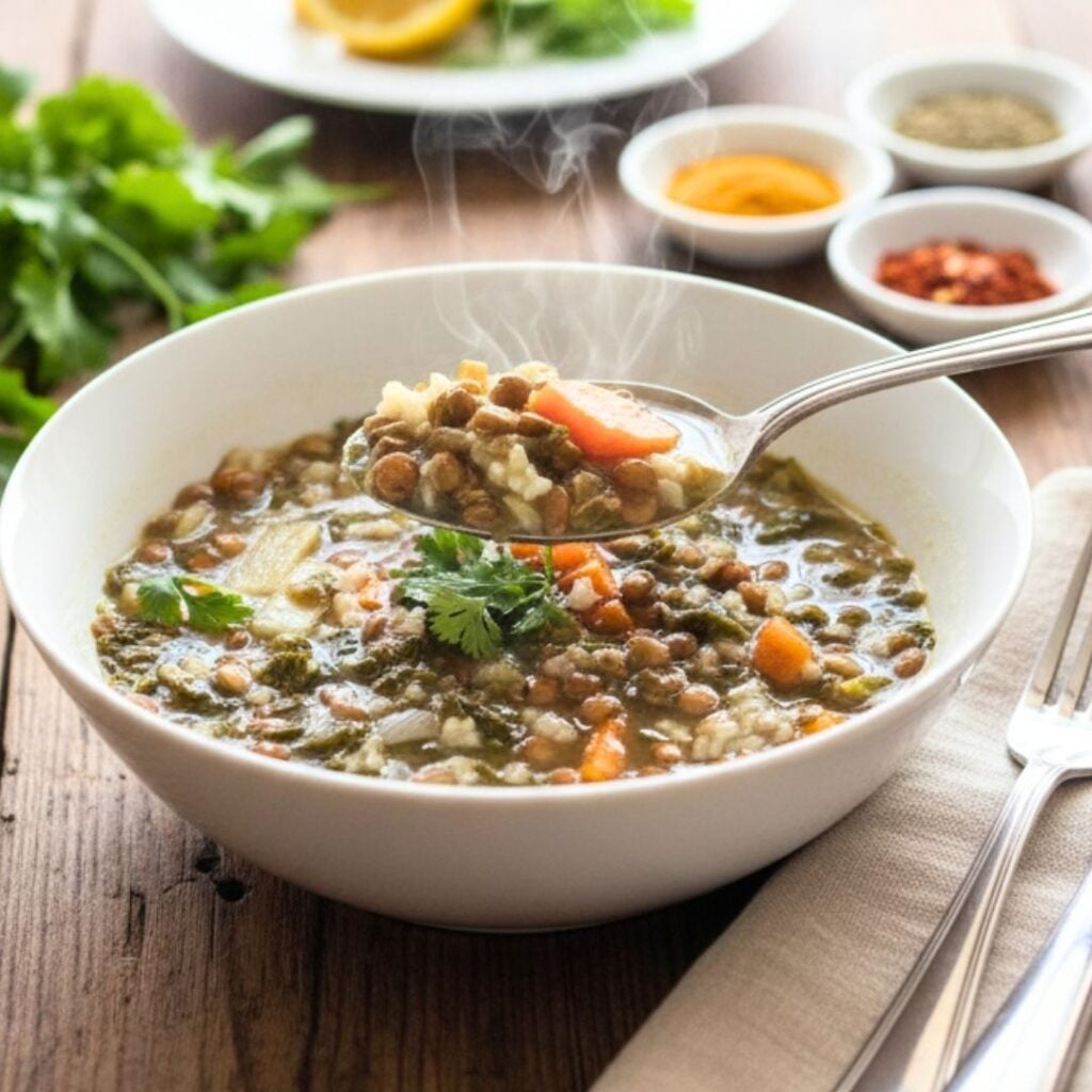 This version is a true Lebanese lentil and spinach soup that tastes exactly like the bowls our families grew up making, using simple brown lentils and a good squeeze of lemon.