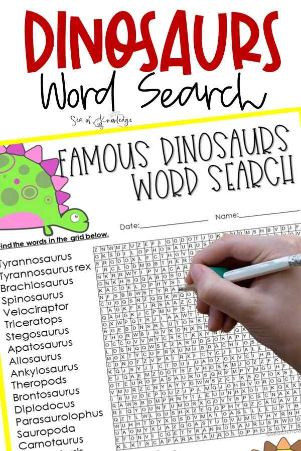 Children are fascinated with dinosaurs. This super fun dinosaur word search is perfect when you want students to learn just a little more about each dinosaur type. Use it for a fun brain break or science lesson all about Dinosaurs.