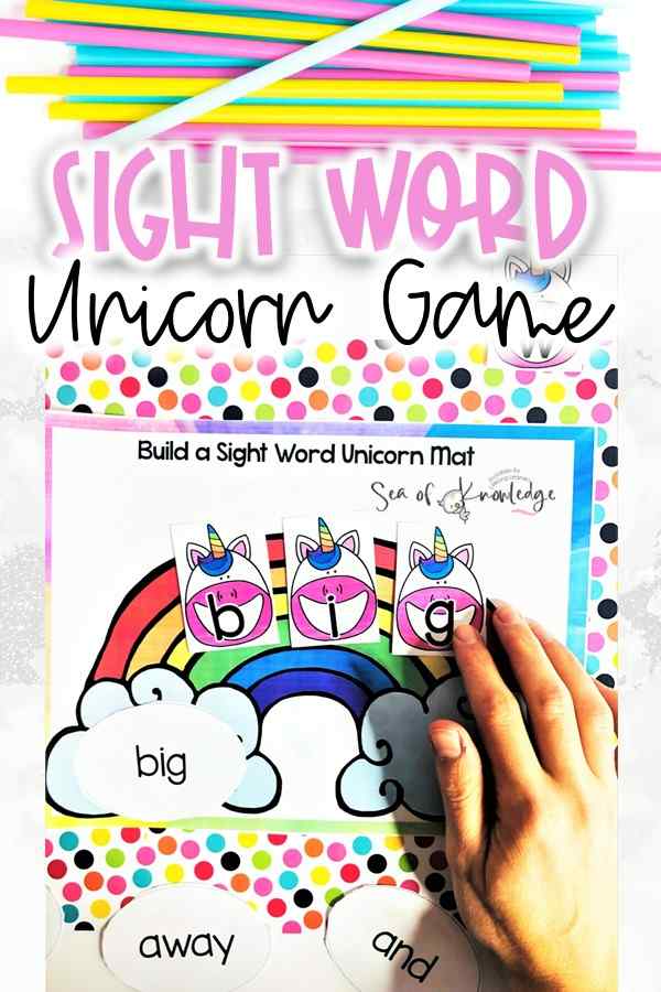 Kids will love these super cute unicorn sight word game. The best part about these templates, is that they can be played in several ways. Have them work on their fluency by reading the sight words, or have them find the programmed sight words, read the sight word cards and then build the sight word using unicorn letter cards. 