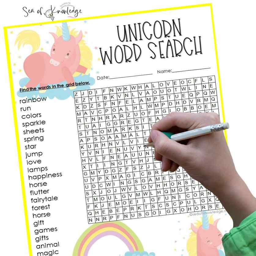 Teaching words related to unicorns with this unicorn word search is so much fun. Students will learn unicorn words and vocabulary, writing and spelling these words too. 