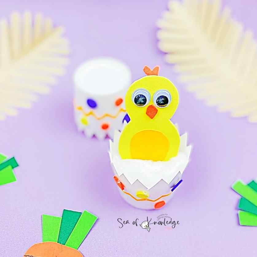 This hatching chick craft template is perfect for toddlers and preschoolers. One great way to get into the spirit of the season is by making Easter crafts together.