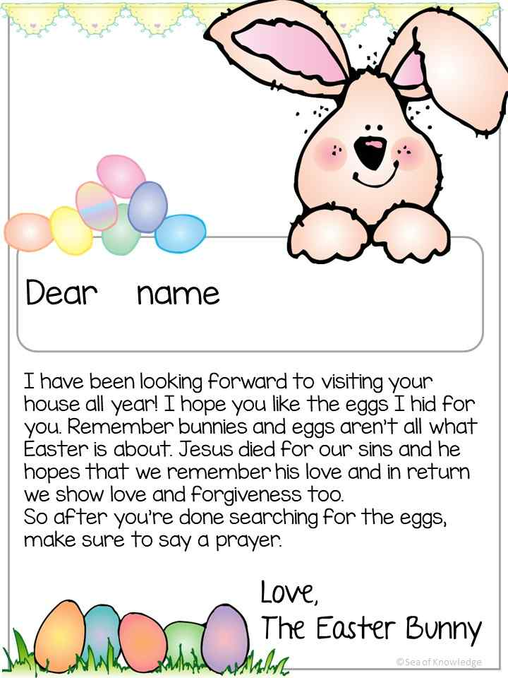 Easter bunny letter template editable