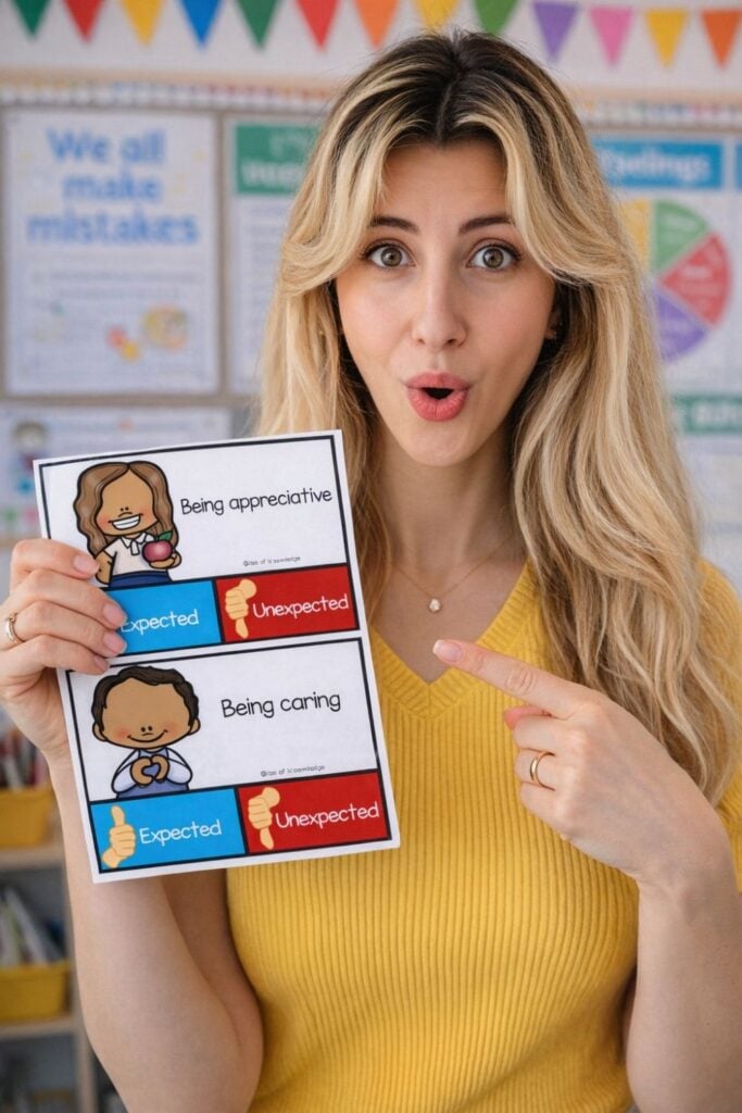 Navigating expected unexpected behavior is a great way to teach important social skill behaviors, especially in a small group. These printable task cards and workbook will help your children or students avoid unexpected behaviors in any social situation.