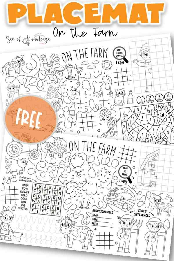 Are you looking for a fun and educational activity to keep your kids entertained during mealtime? Look no further than these Farm Placemats Kids Printable! These colorful placemats feature a variety of farm animals and crops, and can be downloaded for free.