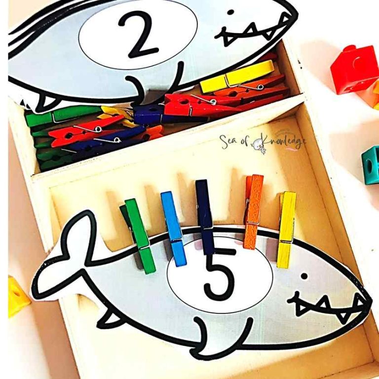 Sharks Number Counting Cards Fine Motor Twist