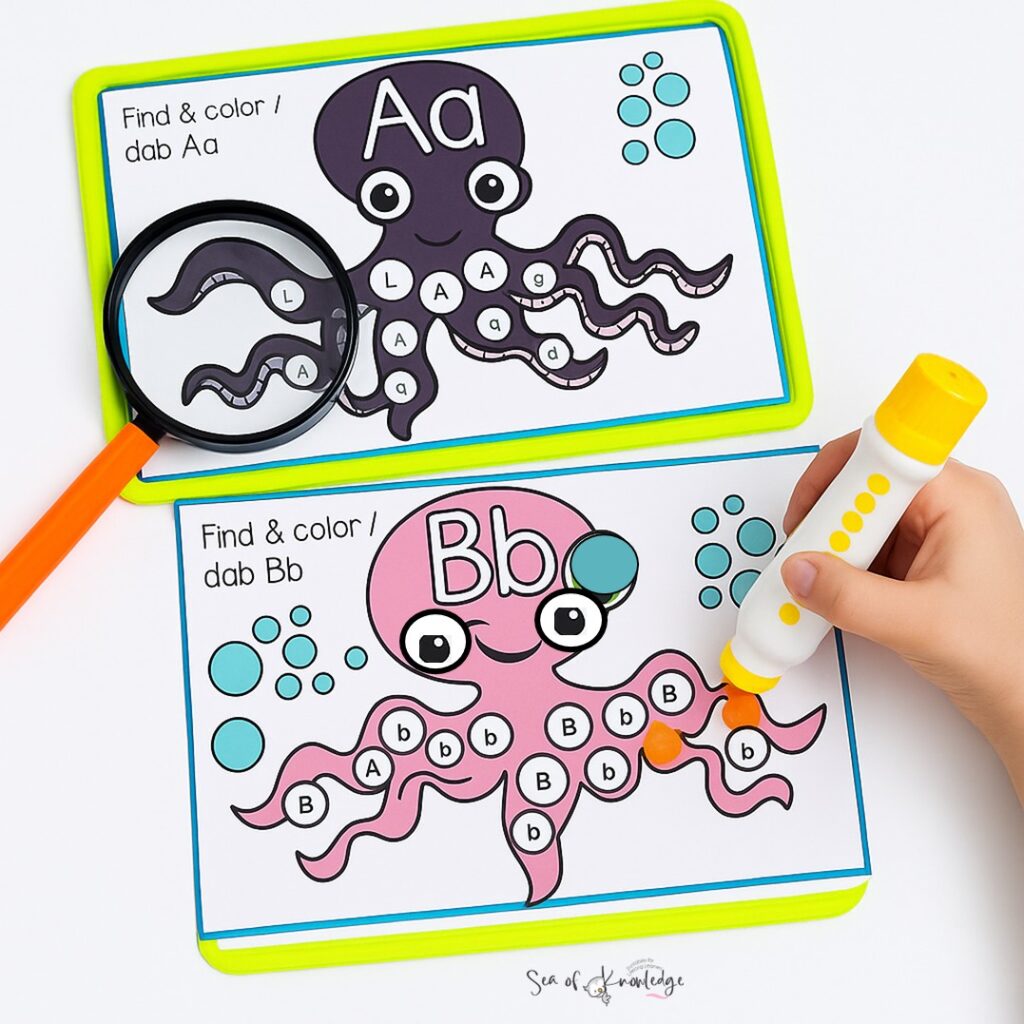 These I Spy Kindergarten Printables aren’t just adorable — they’re practical and flexible. Whether you’re teaching the alphabet under the sea, sneaking in summer I Spy worksheets, or trying a winter I Spy free printable worksheet, these cards adapt to your theme.