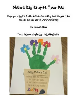 Perfect for either Mother’s Day or Grandparent’s Day, this cute flower pot template turns little hands into blooming flowers. It’s one of those creative Mother’s Day poster ideas that kids love making and parents love receiving.
