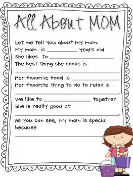 This no-prep activity is full of laughs and heartfelt answers! Add it to your list of activities on Mother’s Day in school to create a fun writing task that pairs well with a craft.